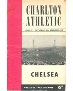 Charlton Athletic v Chelsea official programme 22/12/1962, postponed issue