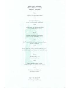 Chelsea v Arsenal Arkles menu 01/09/2002