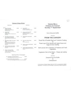 Chelsea v Arsenal Ossies menu 01/09/2002