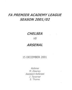 Chelsea v Arsenal official programme 15/12/2001 FA Premier Academy League