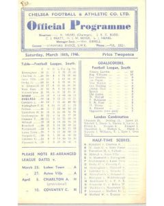 Chelsea v Arsenal official programme 16/03/1946