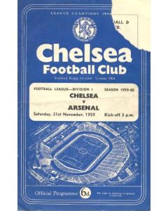 Chelsea v Arsenal official programme 21/11/1959, at reduced price