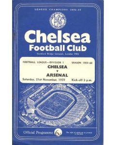 Chelsea v Arsenal official programme 21/11/1959 Football League