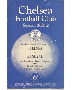 Chelsea v Arsenal official programme 22/08/1951