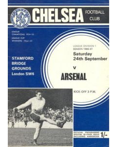 Chelsea v Arsenal official programme 24/09/1966 Football League, Handbook inside, token missing and hence half price