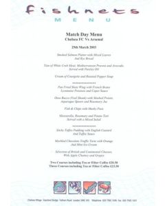 Chelsea v Arsenal Fishnets menu 25/03/2003