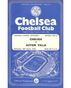 Chelsea v Aston Villa official programme 06/04/1957
