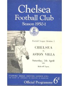 Chelsea v Aston Villa official programme 07/04/1951