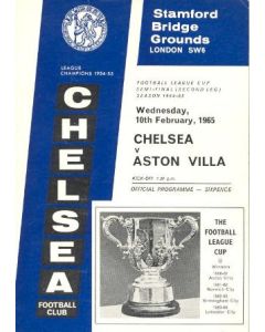 Chelsea v Aston Villa official programme League Cup Semi Final 10/02/1965