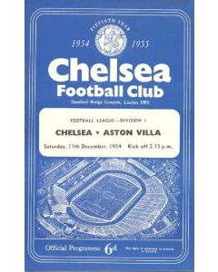 Chelsea v Aston Villa official programme 11/12/1954