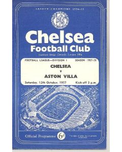 Chelsea v Aston Villa official programme 12/10/1957