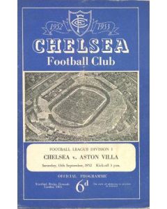 Chelsea v Aston Villa official programme 13/09/1952