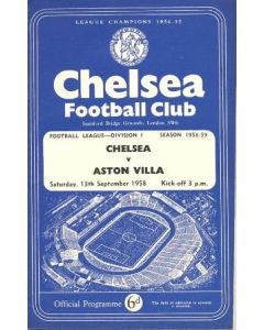 Chelsea v Aston Villa official programme 13/09/1958