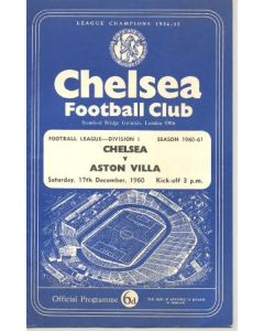 Chelsea v Aston Villa official programme 17/12/1960