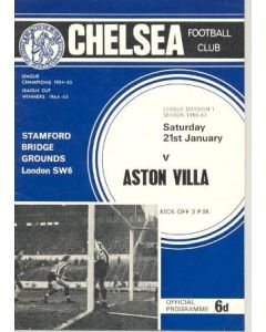 Chelsea v Aston Villa official programme 21/01/1967
