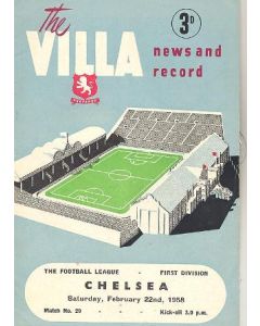 Aston Villa v Chelsea official programme 22/02/1958