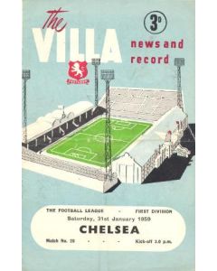 Aston Villa vChelsea official programme 31/01/1959