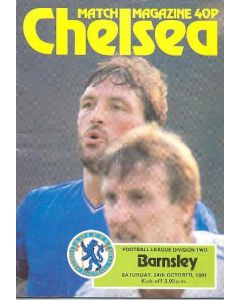 Chelsea v Barnsley official programme 24/10/1981