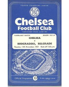 Chelsea v Beogradski, Belgrade official programme 12/11/1957