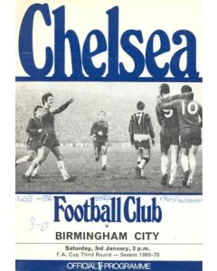 Chelsea v Birmingham City official programme 03/01/1970 F.A. Cup, token missing and hence half price