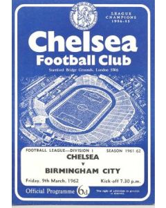 Chelsea v Birmingham City official programme 09/03/1962 Football League