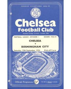 Chelsea v Birmingham official programme 15/09/1956