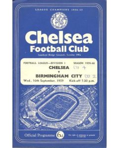 Chelsea v Birmingham official programme 16/09/1959