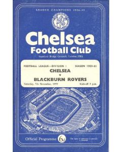 Chelsea v Blackburn Rovers official programme 07/11/1959