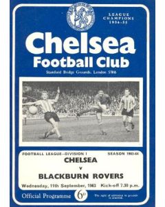 Chelsea v Blackburn Rovers official programme 11/09/1963