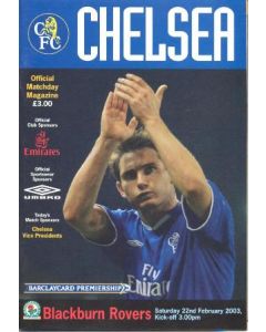 Chelsea v Blackburn Rovers official programme 22/02/2003