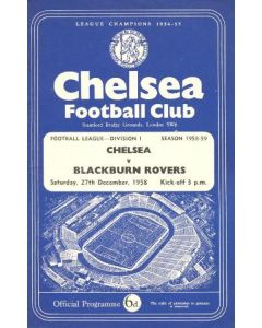 Chelsea v Blackburn Rovers official programme 27/12/1958
