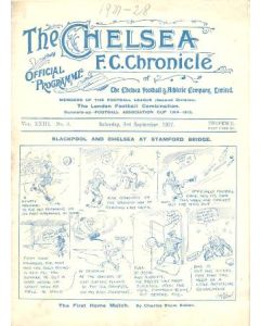 Chelsea v Blackpool official programme 03/09/1927
