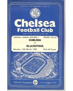 Chelsea v Blackpool official programme 15/03/1958