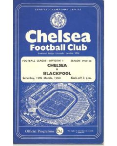 Chelsea v Blackpool official programme 19/03/1960