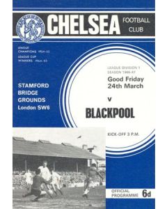 Chelsea v Blackpool official programme 24/03/1967 Football League