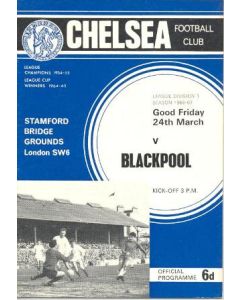 Chelsea v Blackpool official programme 24/03/1967 Football League
