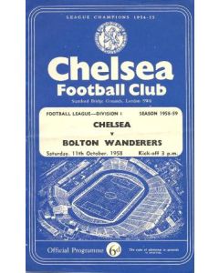 Chelsea v Bolton Wanderers official programme 11/10/1958