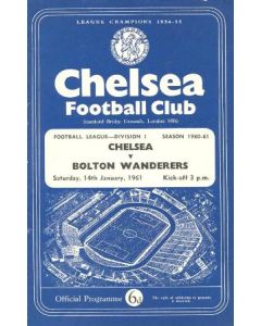 Chelsea v Bolton Wanderers official programme 14/01/1961