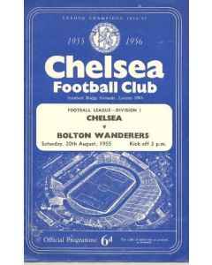 Chelsea v Bolton Wanderers official programme 20/08/1955