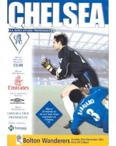 Chelsea v Bolton Wanderers official programme 23/12/2001 Premier League