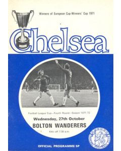 Chelsea v Bolton Wanderers official programme 27/10/1971 Football League, token missing and hence half price