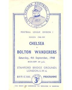 Chelsea v Bolton Wanderers official programme 04/09/1948