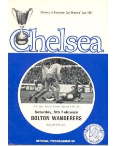 Chelsea v Bolton Wanderers official programme 05/02/1972