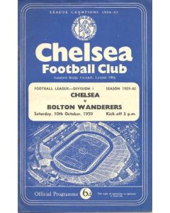 Chelsea v Bolton Wanderers official programme 10/10/1959