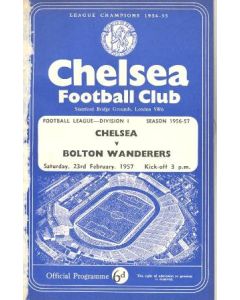 Chelsea v Bolton Wanderers official programme 23/02/1957