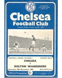 Chelsea v Bolton Wanderers official programme 30/11/1963