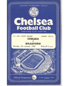 Chelsea v Bradford official programme 09/01/1960 F.A. Cup