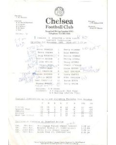Chelsea v Brighton & Hove Albion official teamsheet 02/11/1985