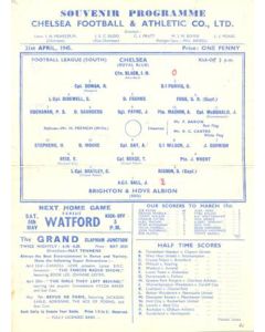 Chelsea v Brighton & Hove Albion official programme 21/04/1945 Football League, original pasted on both sides of a plastic hard board