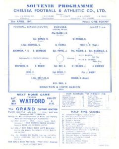 Chelsea v Brighton & Hove Albion official programme 21/04/1945 Football League